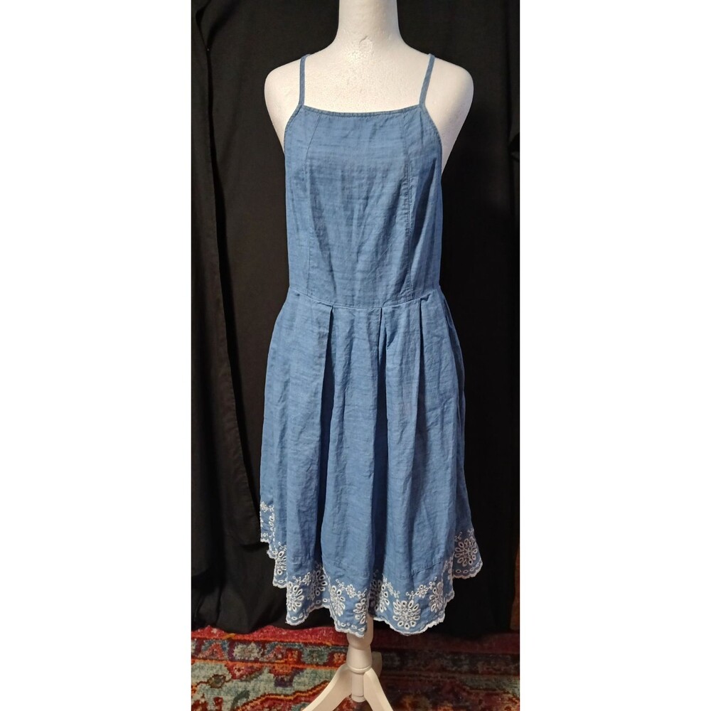 So Jean Adjustable Spaghetti Straps  Sundress Cut work Embroidery  Large